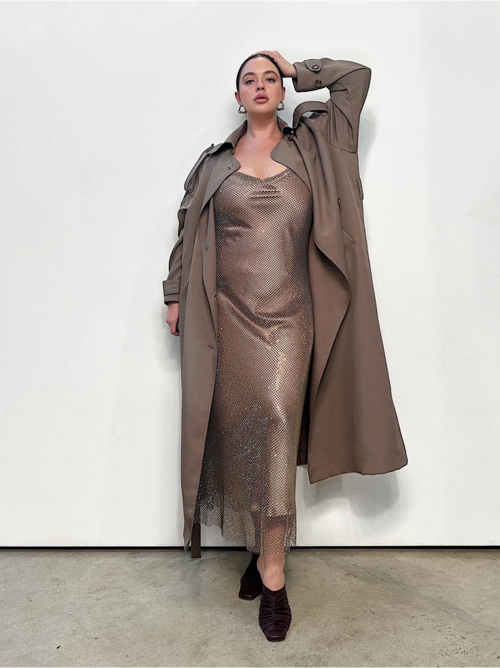 BAACAL soft drape trench in almond wool SAMPLE
